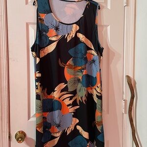 SHEIN Curve 4XL Dress with Blue and Orange Floral Pattern